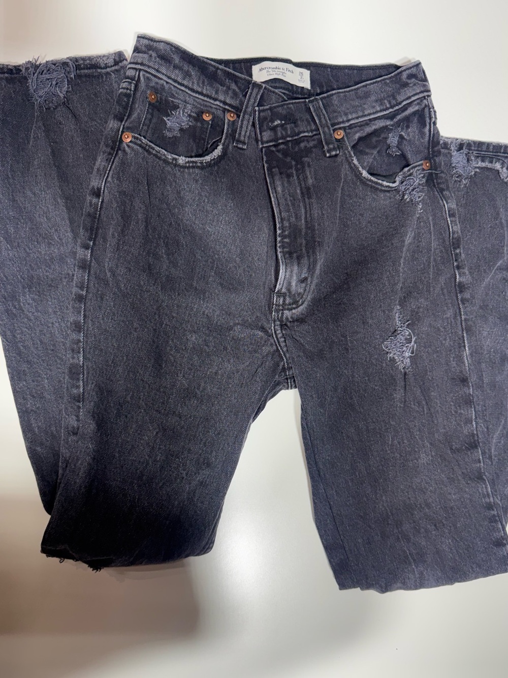 Abercrombie & Fitch Men's Washed Black Slim Straight Jeans